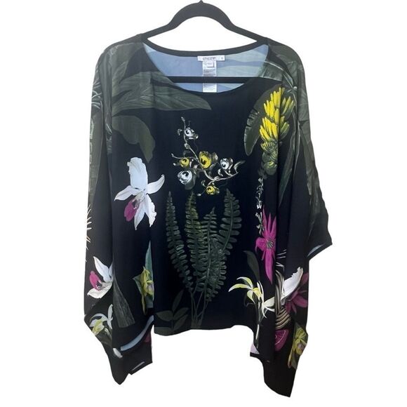 Chico’s Floral and Bird Print Kimono Top Sz L/XL - Picture 1 of 4